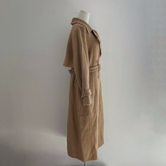 Vince Camel Wool Blend Double Breasted Trench Coat | Womens Size Small - Picture 3 of 8